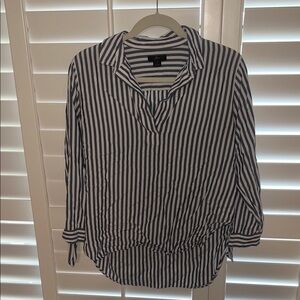 J. Crew Blue/Grey and White Striped Button Down Shirt